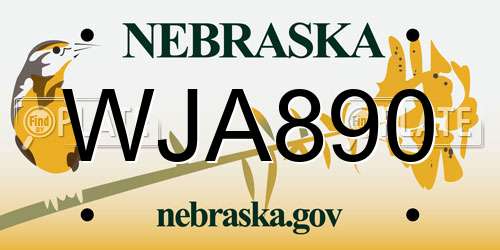 WJA890 Nebraska License Plate