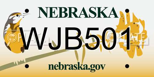 WJB501 Nebraska License Plate