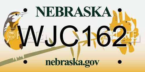 WJC162 Nebraska License Plate