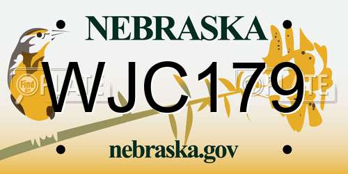 WJC179 Nebraska License Plate