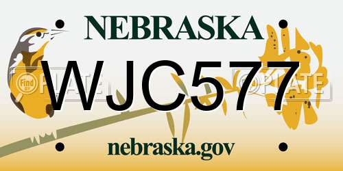 WJC577 Nebraska License Plate