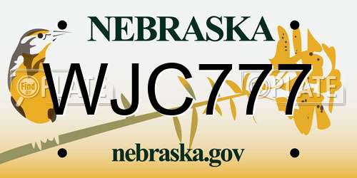 WJC777 Nebraska License Plate