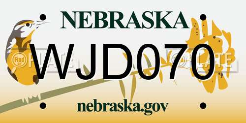 WJD070 Nebraska License Plate