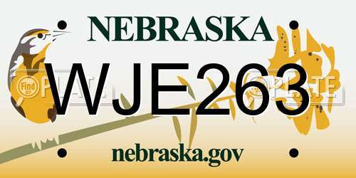 WJE263 Nebraska License Plate