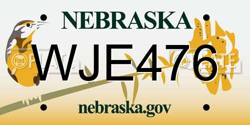 WJE476 Nebraska License Plate