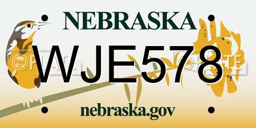 WJE578 Nebraska License Plate