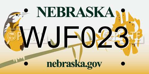 WJF023 Nebraska License Plate