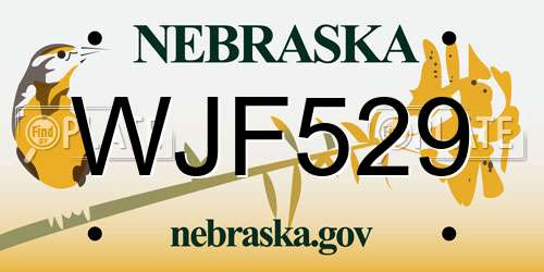 WJF529 Nebraska License Plate
