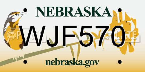 WJF570 Nebraska License Plate
