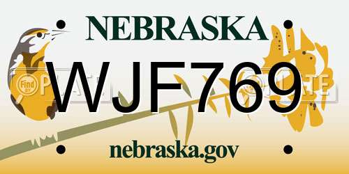 WJF769 Nebraska License Plate