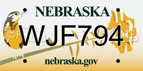 WJF794 Nebraska License Plate