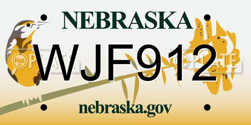 WJF912 Nebraska License Plate