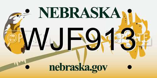 WJF913 Nebraska License Plate