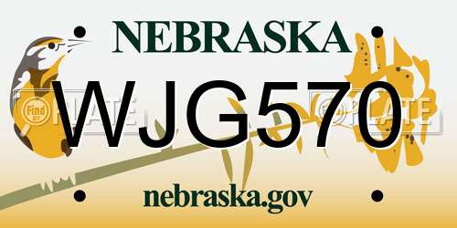 WJG570 Nebraska License Plate