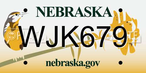 WJK679 Nebraska License Plate