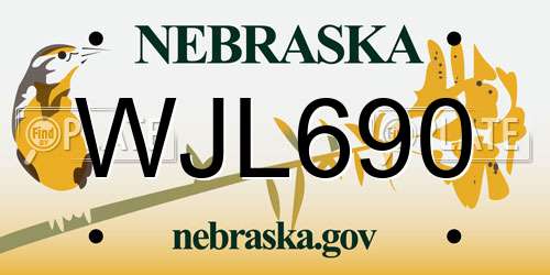 WJL690 Nebraska License Plate