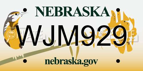 WJM929 Nebraska License Plate