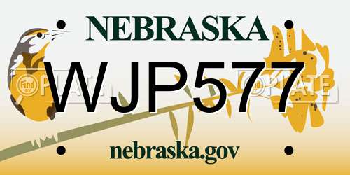 WJP577 Nebraska License Plate