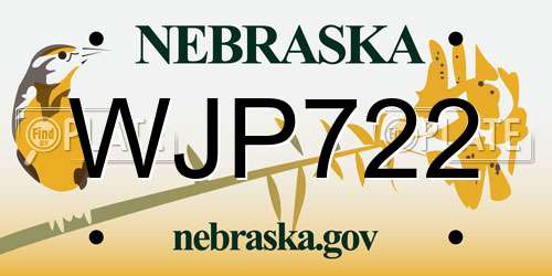 WJP722 Nebraska License Plate