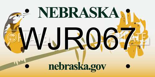 WJR067 Nebraska License Plate