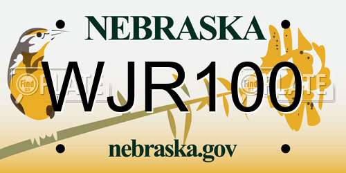 WJR100 Nebraska License Plate