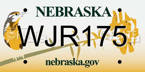 WJR175 Nebraska License Plate