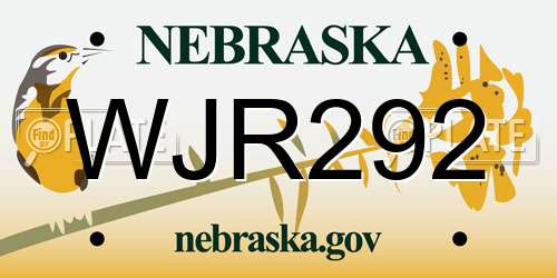 WJR292 Nebraska License Plate