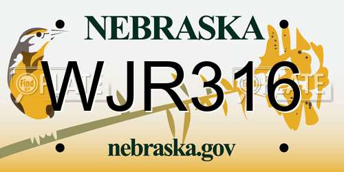 WJR316 Nebraska License Plate