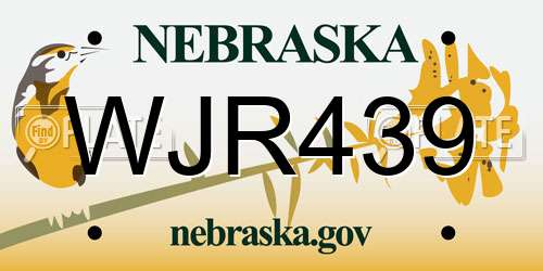 WJR439 Nebraska License Plate
