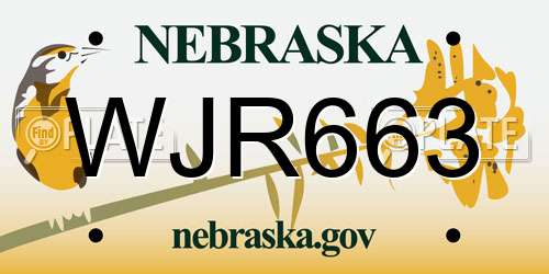 WJR663 Nebraska License Plate