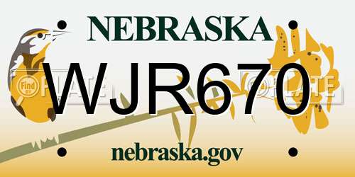 WJR670 Nebraska License Plate