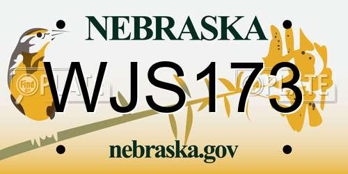 WJS173 Nebraska License Plate
