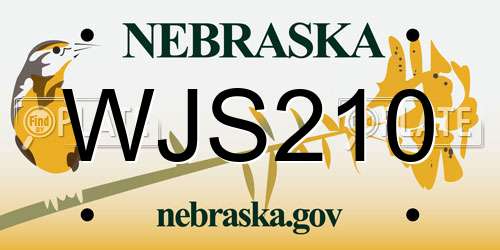 WJS210 Nebraska License Plate