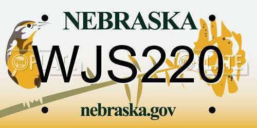 WJS220 Nebraska License Plate