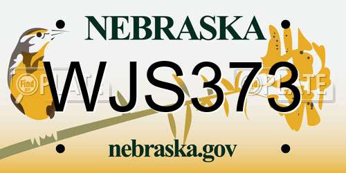 WJS373 Nebraska License Plate