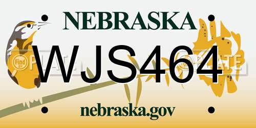 WJS464 Nebraska License Plate