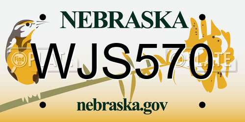 WJS570 Nebraska License Plate
