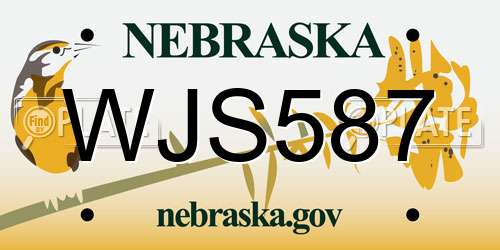 WJS587 Nebraska License Plate