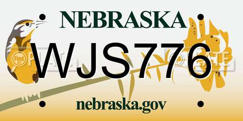 WJS776 Nebraska License Plate