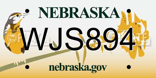 WJS894 Nebraska License Plate