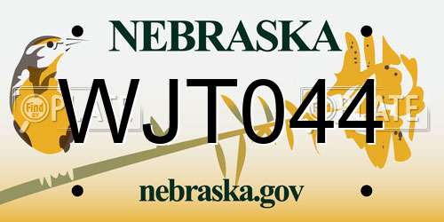WJT044 Nebraska License Plate