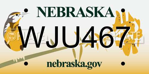 WJU467 Nebraska License Plate