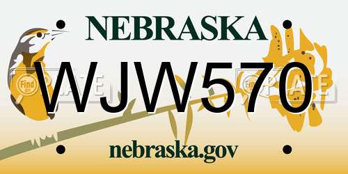 WJW570 Nebraska License Plate