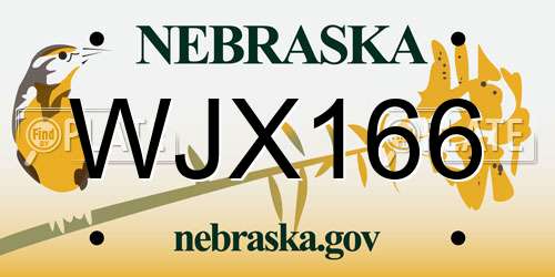WJX166 Nebraska License Plate