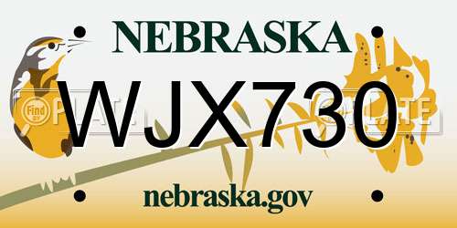 WJX730 Nebraska License Plate