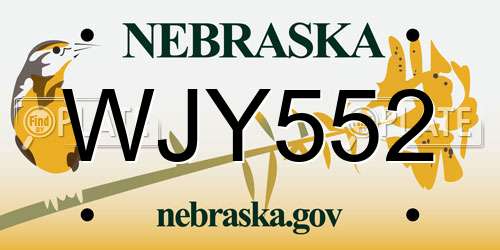 WJY552 Nebraska License Plate