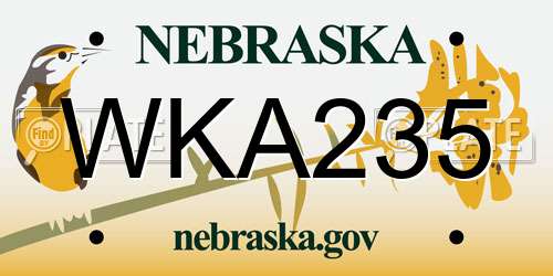WKA235 Nebraska License Plate