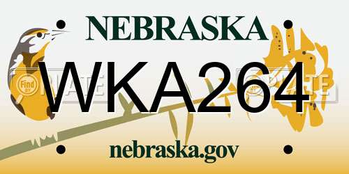WKA264 Nebraska License Plate