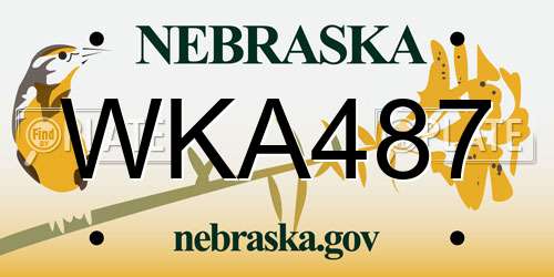 WKA487 Nebraska License Plate