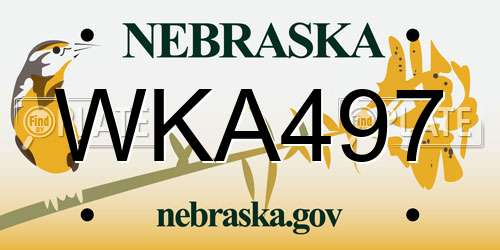 WKA497 Nebraska License Plate